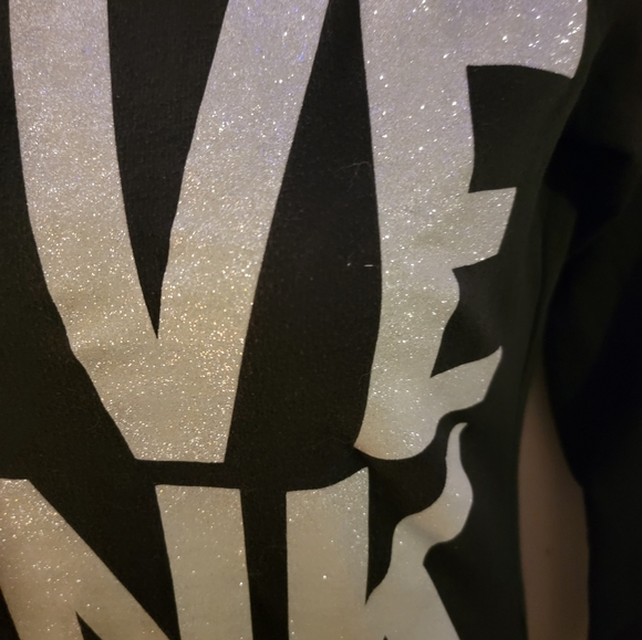 PINK VS Glitter Spellout Vintage Pajama Sweatshirt - Picture 3 of 5